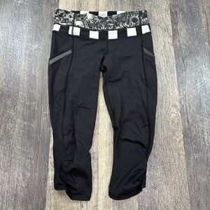Lululemon Leggings Size‎ 4 Marathon Crop II Flowabunga Angel Wing Stripe Pockets